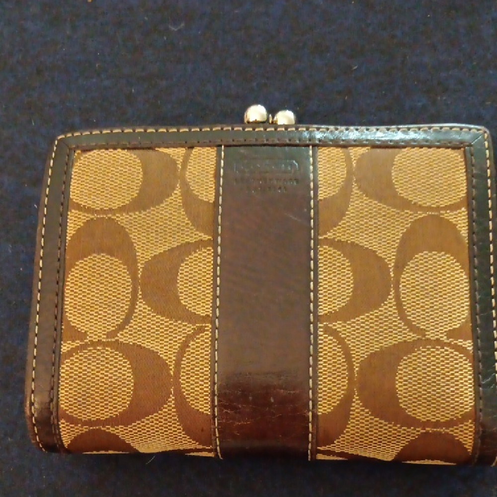 Coach Signature Brown and Tan Wallet